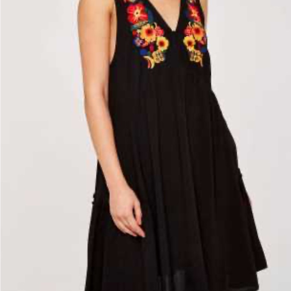 Apricot embroidered bloom swing mini dress